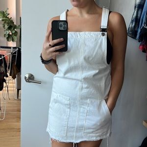 White denim overalls dress